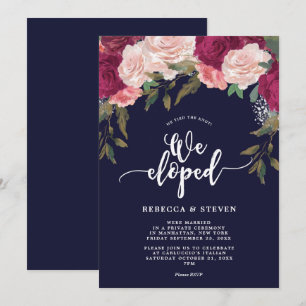 Invitation moderne floral rose de marine nous nous sommes
