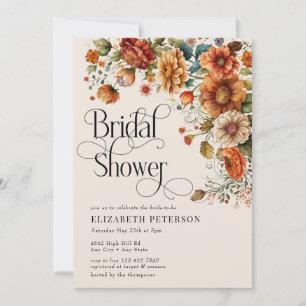 Invitation Moderne Floral Terracotta Mariage Automnal