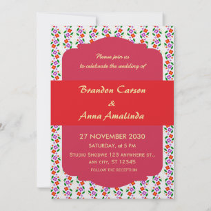 Invitation Moderne Floral Vibrant Sans Couture Botanique Lumi
