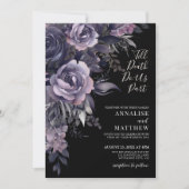 Invitation Moderne Florale Gothique Mariage Noir (Devant)