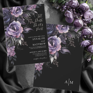 Invitation Moderne Florale Gothique Mariage Noir