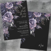 Invitation Moderne Florale Gothique Mariage Noir