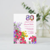 Invitation moderne florale pour les 80 ans (Debout devant)