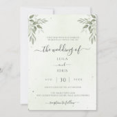 Invitation Moderne floralité de feuillage de sauge tout-en-un (Devant)