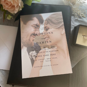 Invitation Moderne Fond 2 Photo Ampersand Tout en un Mariage