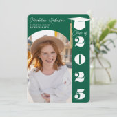 Invitation Moderne forêt vert chic 4 photos Graduation (Debout devant)