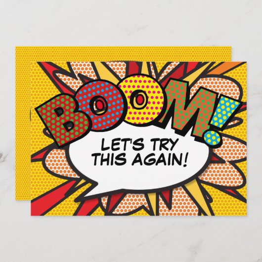 Invitation Moderne Fun Changer la date Comic Book Pop Art (Devant / Derrière)