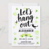 Invitation Moderne Fun Green Zipline Aventure Brosse Script (Devant)