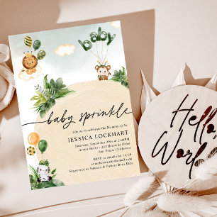 Invitation Moderne Fun Jungle Safari Garçon Bébé Parsemer