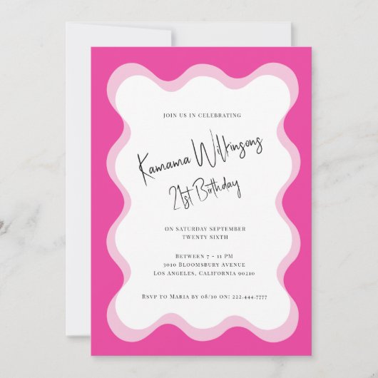 Invitation moderne fun ondulé 21e anniversaire (Devant)