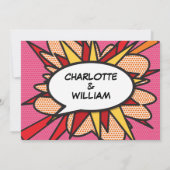 Invitation Moderne Fun Pink Love Comic Mariage de livre (Dos)