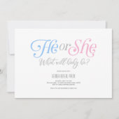 Invitation Moderne, Garçon ou Fille, Lui ou Elle, Révélation  (Devant)