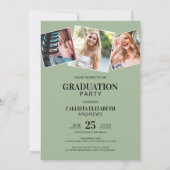 Invitation Moderne Geo Sage Vert Dusty Rose Photo Graduation (Dos)