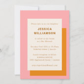 Invitation Moderne géométrique Bat mitzvah mignon rose orange (Devant)
