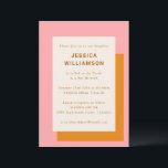 Invitation Moderne géométrique Bat mitzvah mignon rose orange<br><div class="desc">Moderne Géométrique Cute Bold Bat mitzvah élégant Invitation de fête en rose et orange</div>