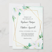 Invitation Moderne géométrique blanc Calla Lily Floral Mariag (Devant)