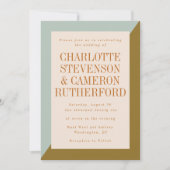 Invitation Moderne géométrique Bleu clair et Mariage d'olive (Devant)