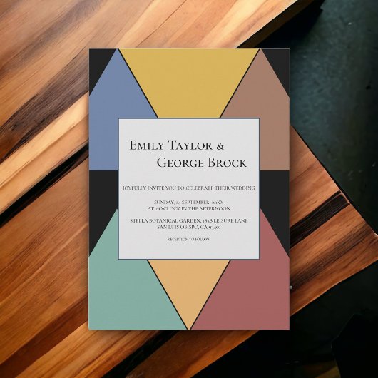 Invitation Moderne géométrique coloré Élégant Mariage simple
