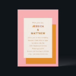 Invitation Moderne Géométrique Design Mariage rose et orange<br><div class="desc">Moderne géométrique Gras Rose et Orange Faire-part de mariage élégant</div>