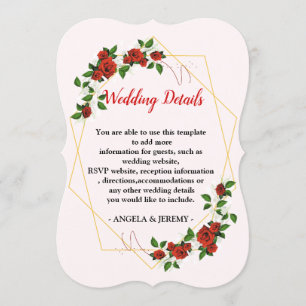 Invitation Moderne Géométrique Rouge Floral-mariage Réception