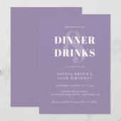 Invitation Moderne Girl Lilac Audacieuse Typographie Annivers (Devant / Derrière)