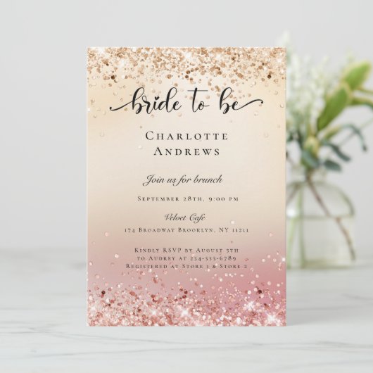 Invitation Moderne, Glitter Bride to be (Debout devant)
