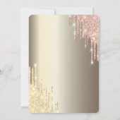 Invitation Moderne Glitter Drips Champagne Or Douce 16 (Dos)