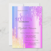 Invitation Moderne Glitter Ombre Violet Gouttes Douces 16 (Devant)