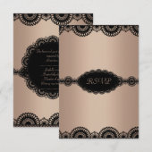 INVITATION MODERNE GOLDBLACK LACE ENGAGEMENT PARTI RSVP (Devant / Derrière)