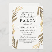 Invitation moderne Golden Leaf Bachelor Party (Devant / Derrière)