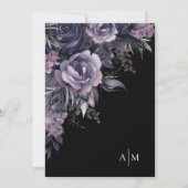 Invitation Moderne gothique Floral Mariage noir (Dos)