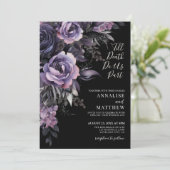 Invitation Moderne gothique Floral Mariage noir (Debout devant)
