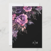 Invitation Moderne gothique Floral Mariage noir (Dos)