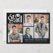 Invitation Moderne GRAD 4 Photos Noir Blanc (Devant)