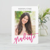 Invitation MODERNE GRAD chic photo moderne calligraphie rose (Debout devant)