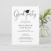 Invitation Moderne Grad Party Script photo Graduation (Debout devant)