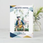 Invitation Moderne Grad Photo Fête de graduation géométrique (Debout devant)