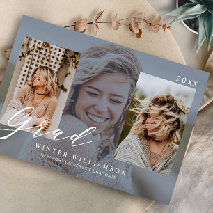 Invitation Moderne Grad Script Bleu superposition Grad III Ph