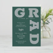 Invitation Moderne GRAD Vert foncé Gris gris (Debout devant)