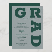 Invitation Moderne GRAD Vert foncé Gris gris (Devant / Derrière)