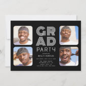 Invitation Moderne Graduate 4x photo collage GRAD Party (Devant)