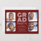 Invitation Moderne Graduate 4x photo collage GRAD Party (Devant)