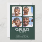 Invitation Moderne Graduate 4x photo collage GRAD Party (Devant)
