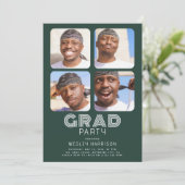 Invitation Moderne Graduate 4x photo collage GRAD Party (Debout devant)