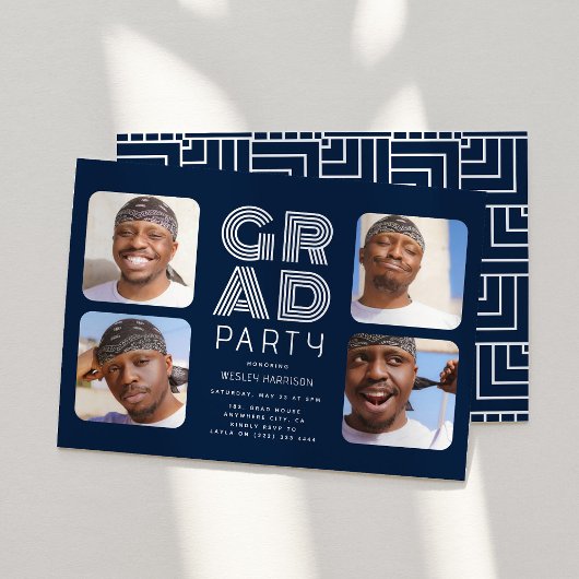 Invitation Moderne Graduate 4x photo collage GRAD Party