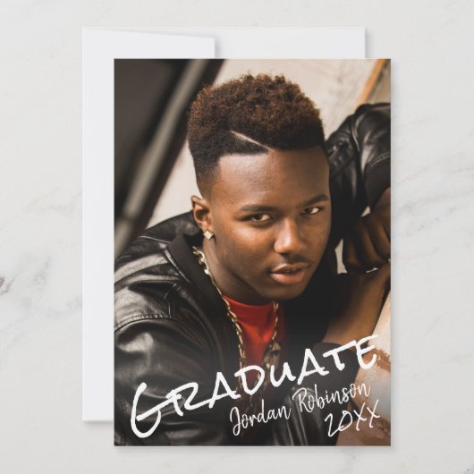 Invitation Moderne Graduate Hand Lettré Script Party (Devant)