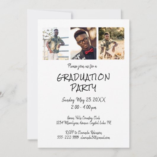Invitation Moderne Graduate Hand Lettré Script Party (Dos)