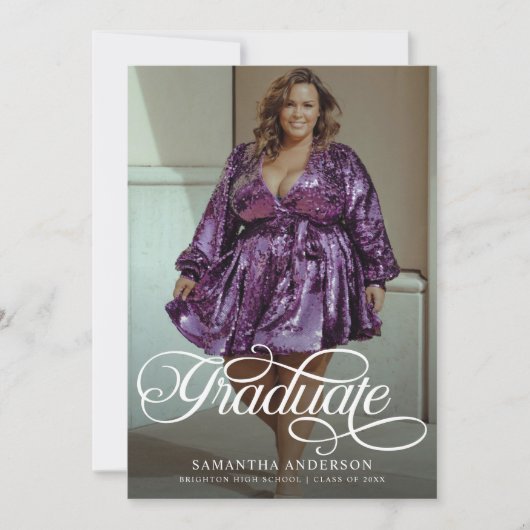 Invitation Moderne Graduate Script 2 Photos Graduate Party (Devant)