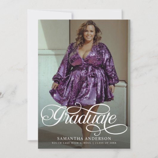 Invitation Moderne Graduate Script 2 Photos Graduate Party (Devant)