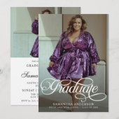 Invitation Moderne Graduate Script 2 Photos Graduate Party (Devant / Derrière)